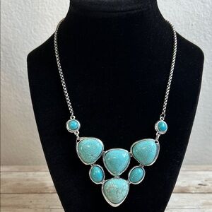 Vintage Turquoise and Steel Statement Necklace